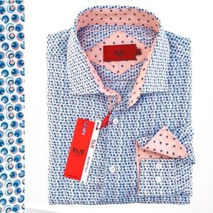 Elie Balleh Milano Italy Button Down Shirt Mens Long Sleeves Circle Dots Print
